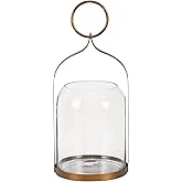 15.5" High Metal Hurricane Candle Holder in Antique Brass for Pillar Candle& Plants, Glass Terrarium, Glass Vase, Hurricane Lantern, Industrial, Farmhouse, Outdoor (1, Brass, 9‘x15.5)