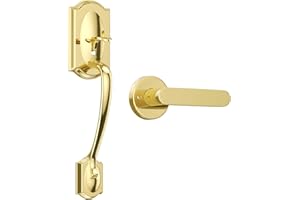 Gold Front Door Handle, Exterior Door Handles, Front Entry Handleset, Lower Half Grip, Reversible Lever for Left/Right Handed