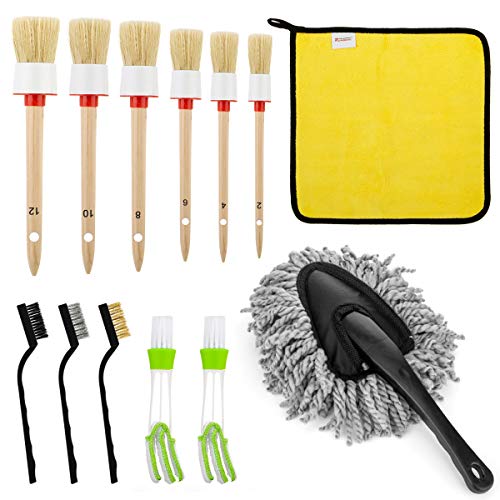 13 Pcs Car Detailing Brush Set for Cleaning Auto Interior Including 6