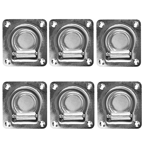 HOIGON 6 Pack Recessed D Ring Tie Down Anchors, Square Trailer Tie Down
