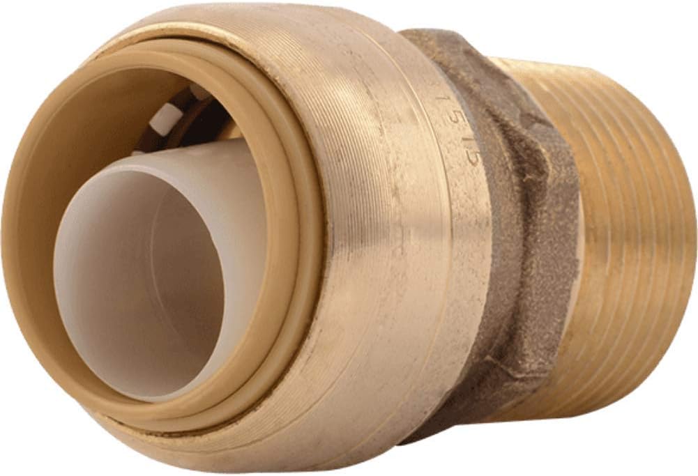 SharkBite U134LFA Straight Connector Plumbing, Male 3/4 in, MNPT, PEX Fittings, Push-to-Connect, Copper, CPVC, 3/4-Inch by 3/4-Inch - Pipe Fittings - 