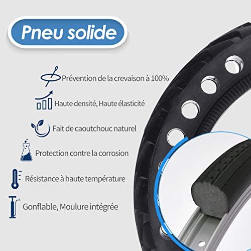 JOYXEON Pneu Roue 8 1/2X2 Chambre a air (1.8mm épais) / Pneu Plein Avant/Arrière Pneu Pneu de Rechange Compatible avec Xiaomi M365/ Pro, Durables Anti-Dérapant, Kit de démonte-pneus/Valve Extension