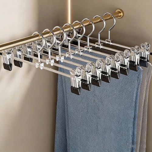 Metal Trouser Hangers, Set of 20, Skirt Hangers, 40 cm Long, Clothes Hangers with Adjustable Clips for Trousers, Socks, Skirts, Space-Saving, 360° Rotating Hooks (20)
