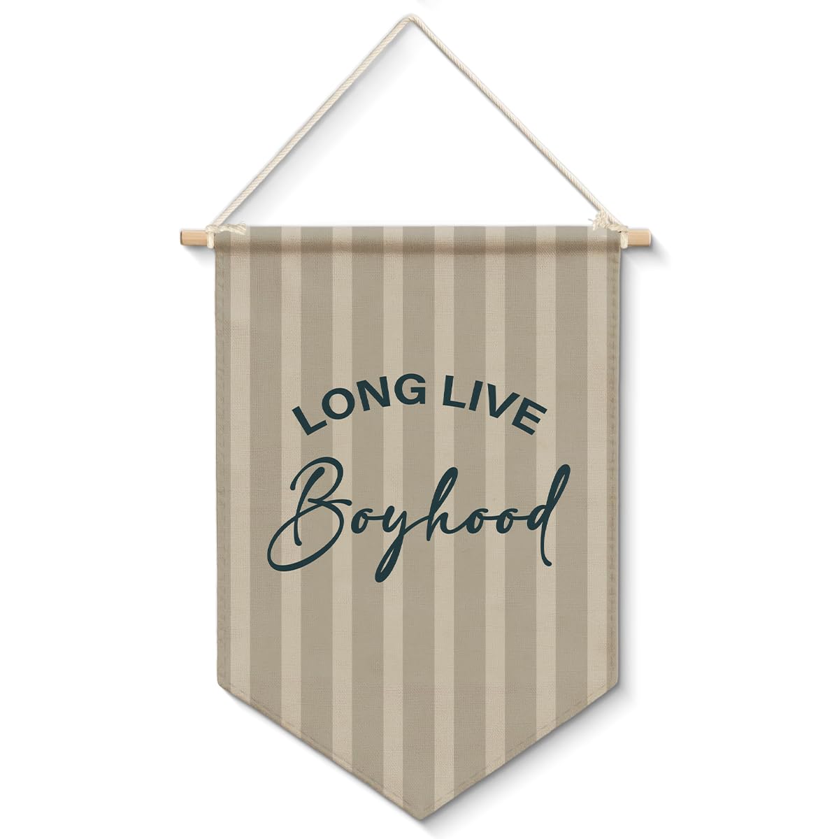 Photo 1 of XIPLUM Long Live Boyhood Banner Wall Art Boy Nursery Wall Decor for Toddler Boys Bedroom Playroom Hanging Pennant Flag, 12x16 Inches