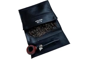 U.Like Relax Zone Smoking Pipe Tobacco Roll Up Pouch Case Bag for Pipe Tobacco Storage Tobacco Moisturizing Case and accessories as Pipe tamper, Pipe Cleaners (Black)