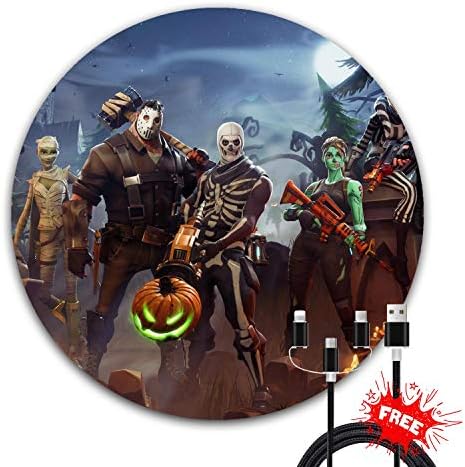 Round Gaming Mouse pad with Unique Design, Non-Slip mat Base, Mousepad for Gaming and Office (7.87x7.87 in) and Multifunction Data LineFortnite
