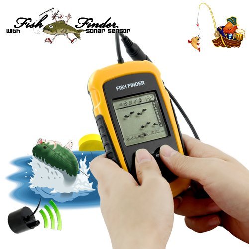 Sourcingbay Portable Fish Finder with Round Sonar Sensor LCD display with LED back-lighting