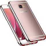 Galaxy C7 Case, MicroP(TM) Ultra-Thin Tpu Case Metal Electroplating Technology Soft Silicone Skin Cover For Samsung Galaxy C7 (Rose Gold plating TPU)