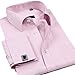 ZERDSKY Men's Solid Color French Cuff Dress Shirt(Cufflinks Included)