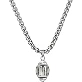 xuanhang Iced out Titanium Steel American Football Charm Necklace,Stainless Steel Sports 3D Hip Hop Football Pendant Neckalces Jewelry For Men Women,Gifts for Football Lovers and Fans,24inch Chain