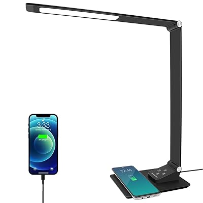 Buy Led Desk Lamp With Wireless Charger Table Lamp Of Usb Charging Port 5 Lighting Modes 5 Brightness Levels Touch Control Auto Timer Online In Indonesia B08pnwtfvf
