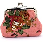 Coin Purses, Vintage Small Wallet Coin Purse Coin Handbag for Women with Floral Design,Pink
