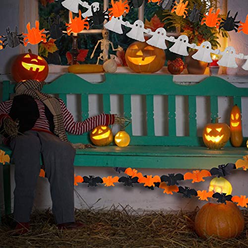 Koogel Halloween Deko Set, 6 STK. Halloween Girlande Spinne Girlande Kürbis Banner Papier Hängendeko für Karneval Halloween Party Garten