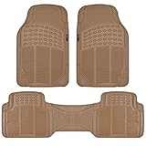 MotorTrend 100% Odorless Clean Rubber Car Floor Mat Set for Maximum Weather Protection (Sand Beige) -Semi Custom Fit