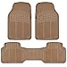 MotorTrend 100% Odorless Clean Rubber Car Floor Mat Set for Maximum Weather Protection (Sand Beige) -Semi Custom Fit