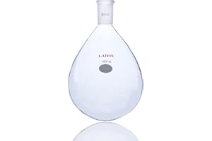 Laboy Glass 1000mL Pear-Shaped Evaporation Flask, 24/40 Standard Taper Joint, Heavy Wall Borosilicate 3.3 for Rotary Evaporators & Solvent Recovery