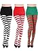 3 Pairs Striped Tights Full Footed Striped Socks Thigh High Stockings for Women Christmas Cosplay(style-1)