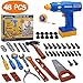 Pakoo Kids Tool Set Toddle Toys 48 PCS,Educational Pretend Play Children Toys,Toy Construction Tools with Battery Operated Cordless Drill,Tape Measure, Screwdriver, Toy Hammer, Nuts and Bolts