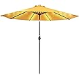 Sundale Outdoor 9FT 32 LED Lighted Patio Umbrella with Solar Powered, Table Market Umbrella with Crank & Push Button Tilt for Garden, Deck, Backyard, Pool, 8 Steel Ribs(Yellow)