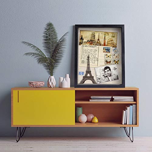 image for FRAME YI Display Shadow Box Frame, Linen Board Wood Showcase, Keep Awa