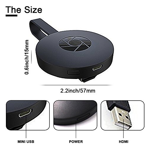 WiFi Display Dongle Wireless 1080P Mini Receiver Sharing HD Video from Projectors Cell Phones Tablet PC Support Airplay DLNA Miracast HDMI TV/Projector Stick - Thumbnail 2