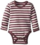 L'ovedbaby Unisex-Baby Newborn Organic Gloved Sleeve Bodysuit, Eggplant Stripe, 0/3 Months