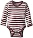 L'ovedbaby Unisex-Baby Newborn Organic Gloved Sleeve Bodysuit, Eggplant Stripe, 0/3 Months