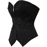 Hengzhifeng Gothic Pinstripe Lace Up Boned Bustiers Corsets for Women