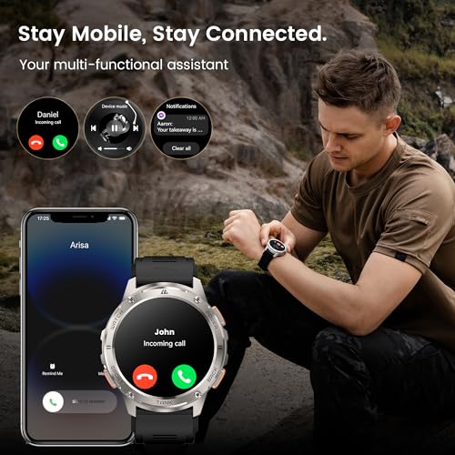 KOSPET Reloj Inteligente Hombre, 1.43" AMOLED HD Display, 5ATM Impermeable, Smartwatch con Llamadas Bluetooth y Whatsapp Notificación, Cuerpo Metálico de Acero Inoxidable (Android/iOS)