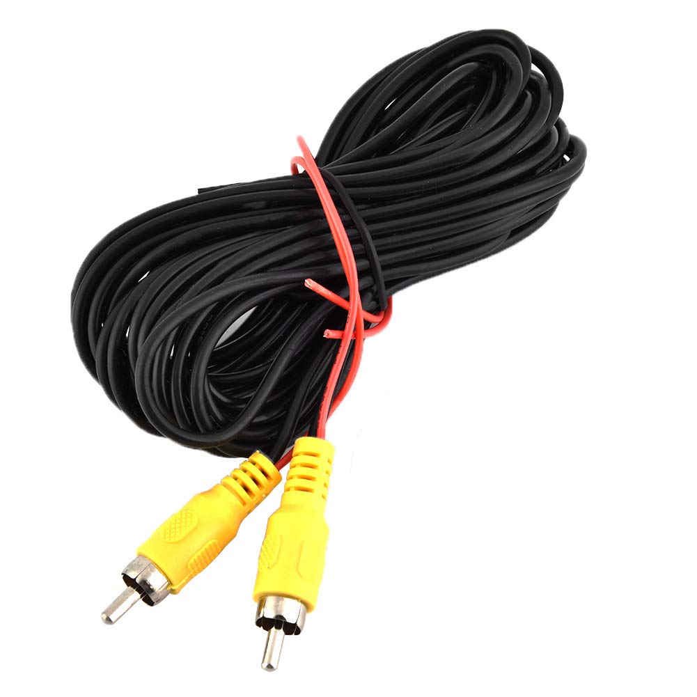 Akozon 6M Male to Male Car Reverse Rear View Parking Camera Video Cable with Detection Wire, Video Line for Connecting Rearview Camera