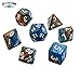 Oun Nana Polyhedral 7-Die Dice Set-Blue-Brown with White