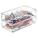 mDesign Hair Care and Accessories, Stacking Organizer for Bathroom Vanity to Hold Clips, Combs, Head Wraps, Elastics, Bobby Pins - 2 Piece Set, Long, Clear