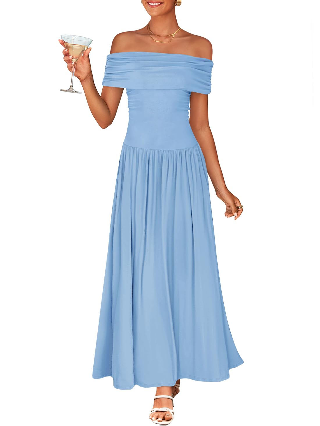 ZESICA Women's Off The Shoulder Maxi Dress 2025