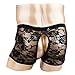 YiZYiF Men's Underwear Lace Open Front Trunks Boxer Briefs With Rose Flowers Pattern Black Medium