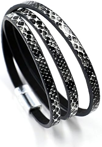 Skyflying Alloy PU Leather Imitation Snakeskin Adjustable Long Faith Bracelet Unisex