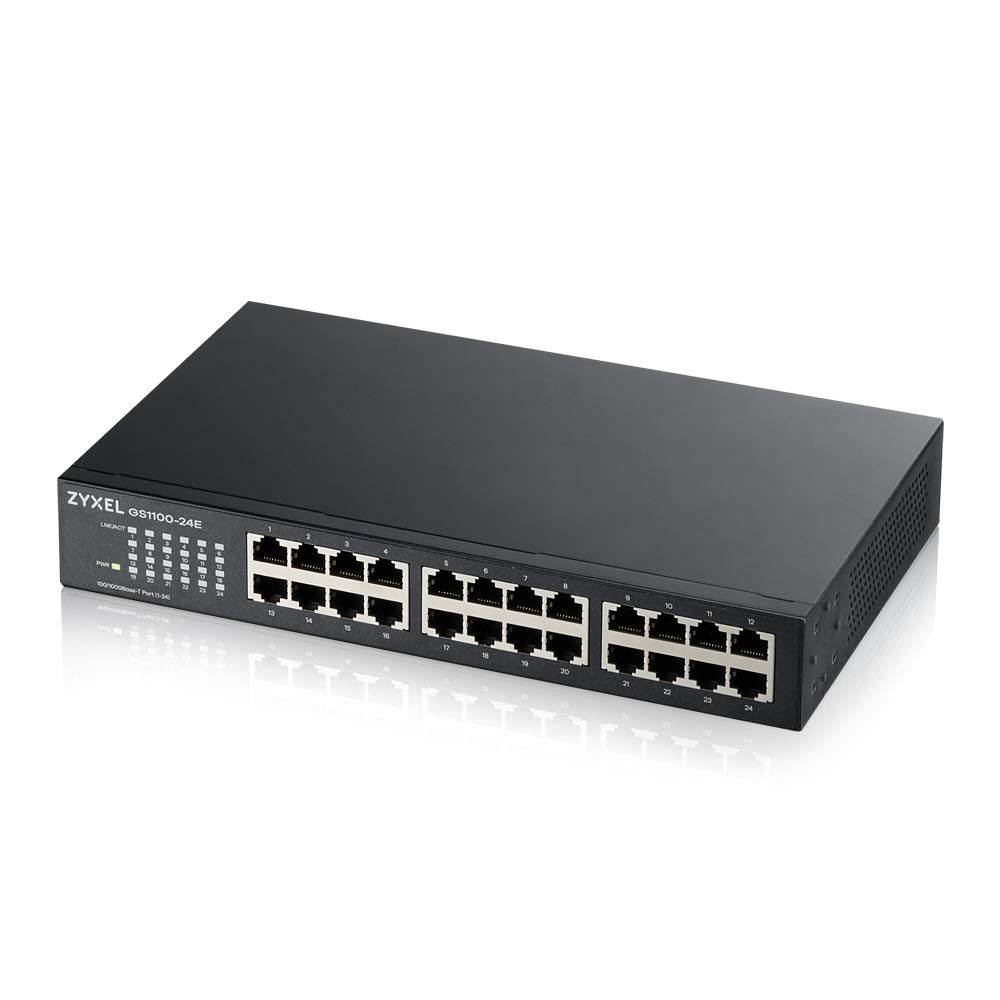 Zyxel 24-Port 10/100/1000 Gigabit Switch - Sturdy Metal - Desktop with Rackmounts [GS1100-24E]