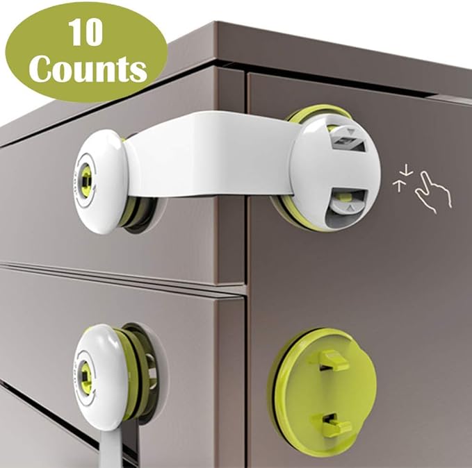 Child Safety Locks, Flow.month 10 Pack Child Safety Cupboard Locks, No
