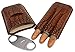 AMANCY Classical Brown Crocodile Pattern Leather Cigar Holder Case with 2 Triple Jet Cigar Lighter and Cutter,Great Cigar Gift Kit for Men