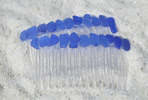 Genuine Cobalt Blue Sea Glass Hair Comb (Set of 2)