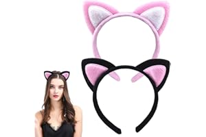 2pcs Lovely Cute Cat Ears Plush Cloth Headband Headwear Head Wrap Hairband Hair Bands Hair Hoops