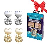 Magic Bax Earring Lifters - 2 Pairs of Adjustable Hypoallergenic Earring Lifts (1 Pair of Sterling Silver Plated and 1 Pair of 18K Gold Plated) As Seen on TV