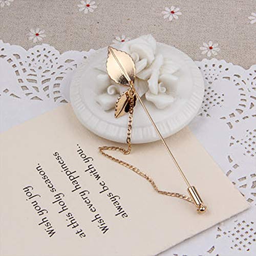 SIYWINA Fringed Leaves Long Brooch Men's Sweater Suit Leaf Brooch Pin