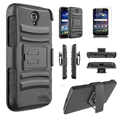 Volt Case, LG Volt LS740 Case, Starshop Full Protection Dual Layers Hybird Case with Kickstand and Locking Belt Swivel Clip Black
