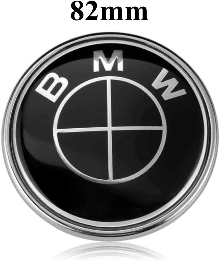 BMW Emblems Hood/Trunk, Black BMW Logo Replacement for ALL Models BMW E46 E30 E36 E34 E38 E39 E60 E65 E90 325i 328i X3 X5 X6 1 3 5 6 7 (82MM)
