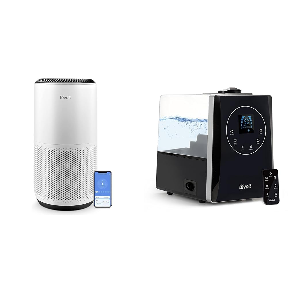 LEVOIT Air Purifiers for Home Large Room Up to 1980 Ft² in 1 Hr With Air Quality Monitor & Humidifiers for Bedroom Lagre Room (Black) Image