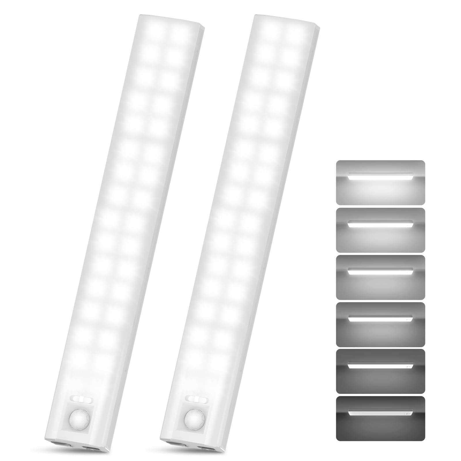 Photo 1 of 10” Under Cabinet Lighting, 68LEDS Motion Sensor Light Indoor, Rechargeable Battery Magnetic Closet Light, Wireless Under Counter Lights for Kitchen, Stairs, 2-Pack Daylight