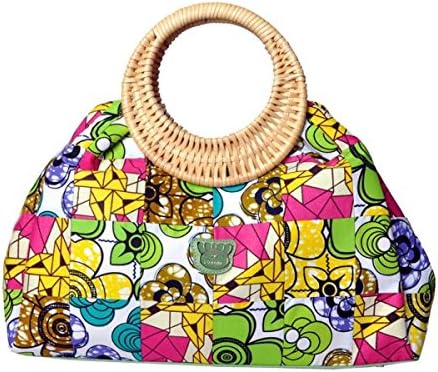 Fricaine Exquisite Rattan Handle Shopper Bag (Green)
