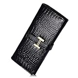 Leiwo Women's Long Croco Leather Credit Card Holder Purse Wallet
