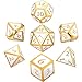 HESTYA Metal Dices Set Polyhedron Dice Compatible with Dungeons and Dragons, Role Playing Math Teaching Table Games Solid Zinc Alloy with Enamel Dice with Storage Bag