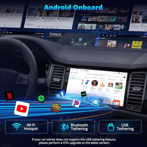 ATOTOEXCEL A5L 7 Inch 2 Din Android Car Radio, CarPlay & Android Wireless Car Radio, Touchscreen Radio, Wi-Fi Tethering/BT/USB, 24-B EQ DSP, OBD2 Scanner, GPS Tracking, HDMI Output, 2+32G, FM/RDS